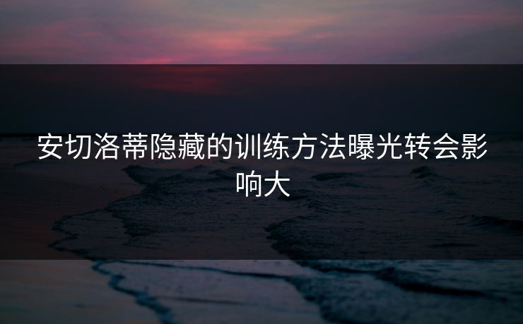 安切洛蒂隐藏的训练方法曝光转会影响大